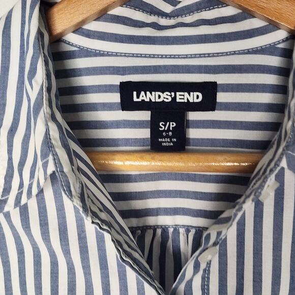 Lands' End Blue Ombre Striped Roll Sleeve Button Shirt Women's Size Small - Picture 3 of 4